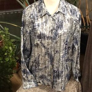 Alfred Dunner shimmering squares dressy blouse